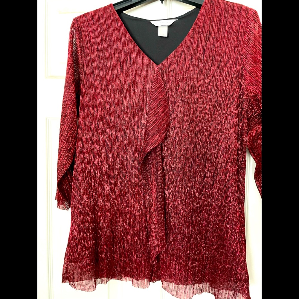 Red metallic ladies top, size L